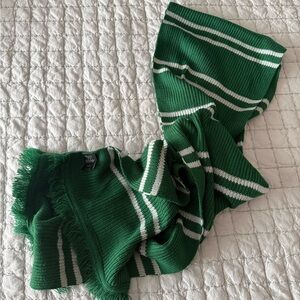Green and White Striped Slytherin Scarf